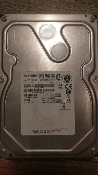 Лот: 18920616. Фото: 1. Toshiba MK2002TSKB 2Tb, 289 включений... Жёсткие диски