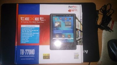 Лот: 4317072. Фото: 1. Электронная книга Texet TB-770HD. Фото и видео