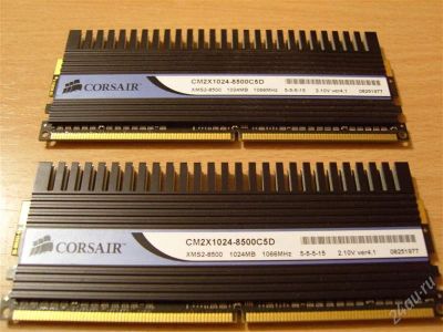 Лот: 1829278. Фото: 1. Память 2Gb (2*1Gb) CORSAIR XMS2-8500... Оперативная память