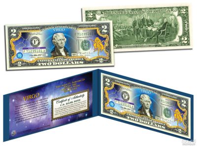 Лот: 8426003. Фото: 1. Банкнота 2 доллара США Знаки зодиака... Америка