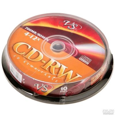 Лот: 16811268. Фото: 1. Диск VS CD-RW 4-12x Cake box/10... CD, DVD, BluRay