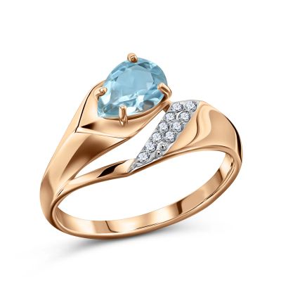 Лот: 23798034. Фото: 1. Золотое кольцо с топазом и фианитами. Кольца, перстни