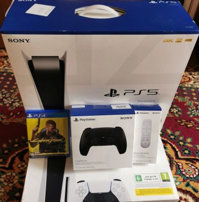 Лот: 18090492. Фото: 1. Ps5 + пульт + игра cyberpunk 2077... Игровые приставки, консоли