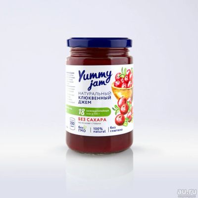 Лот: 13734261. Фото: 1. Джем Yummy Jam клюквенный (низкокалорийный... Диетическое питание