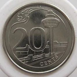 Лот: 8400682. Фото: 1. Сингапур 20 центов 2014. Азия