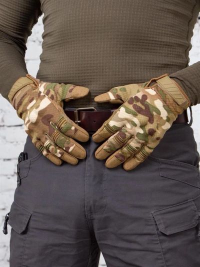 Лот: 21052143. Фото: 1. Перчатки КМФ78 тактические с кевларовой... Перчатки, варежки, митенки