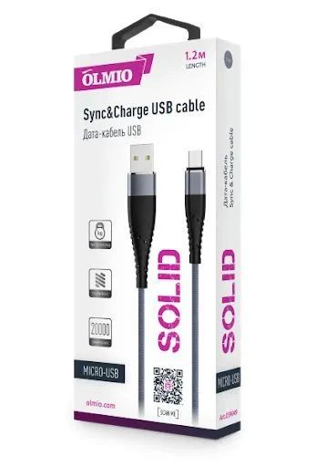Лот: 22151040. Фото: 1. Кабель Solid USB->microUSB 1.2m... Дата-кабели, переходники