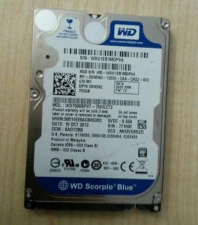 Лот: 9417556. Фото: 1. HDD SATA-2 2.5" 3 Гбит/с. WD 750... Жёсткие диски (HDD)