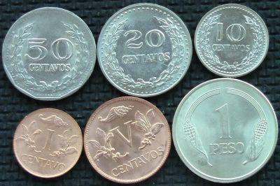 Лот: 5939951. Фото: 1. Колумбия 6 монет 1967-78гг. Америка