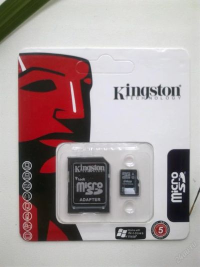 Лот: 3253368. Фото: 1. micro-SD Kingston 64Gb + SD adapter... Карты памяти
