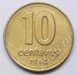 Лот: 198099. Фото: 1. Аргентина. 10 сентавос 1994г. Америка