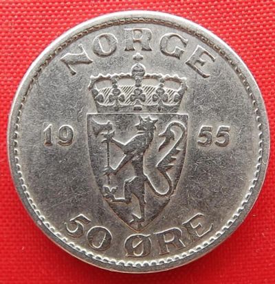 Лот: 2936694. Фото: 1. (№2979-2/LS) 50 эре 1955 (Норвегия... Европа