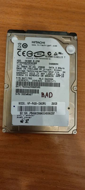 Лот: 24694119. Фото: 1. ЖД Hitachi 5k500 b-250 p/n 0a71702... Жёсткие диски (HDD)