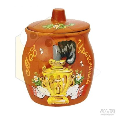 Лот: 17941055. Фото: 1. Горшочек для мёда "Самовар", глиняный... Контейнеры, банки