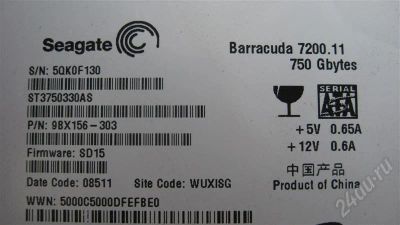 Лот: 387525. Фото: 1. HDD Seagate Barracuda 750 гигабайт. Жёсткие диски