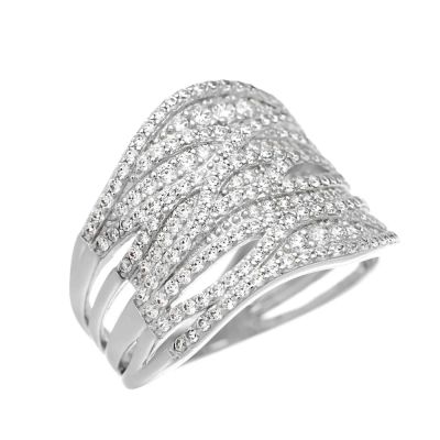 Лот: 23822857. Фото: 1. Серебряное кольцо с фианитами... Кольца, перстни