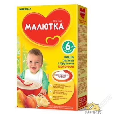 Лот: 2933245. Фото: 1. Каша Малютка овсяная с фруктами. Детское питание