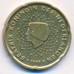 Лот: 8969431. Фото: 1. 20 евроцентов 1999 года Нидерланды... Европа