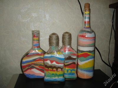 Лот: 2697783. Фото: 1. Бутылки с цветной солью. Мозаика, фреска