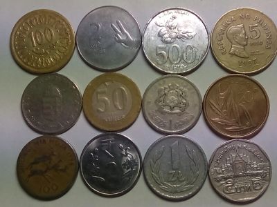 Лот: 14904350. Фото: 1. Набор монет разных стран, 12 шт... Наборы монет