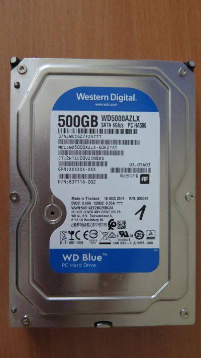 Лот: 21510273. Фото: 1. Жесткий диск WD Blue 500Gb (WD5000AZLX... Жёсткие диски