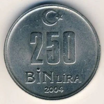 Лот: 10620255. Фото: 1. Турция - 250000 лир 2004 года... Азия