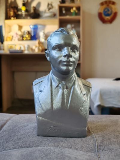 Лот: 22694589. Фото: 1. Бюст Гагарина, силумин, МЗХЛ... Предметы интерьера и быта
