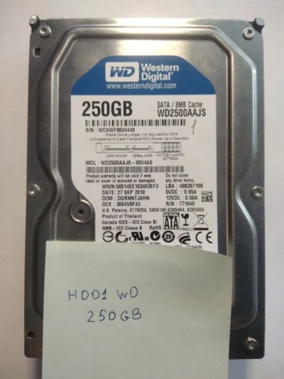 Лот: 19264377. Фото: 1. HDD1 Western Digital 250GB 3,5... Жёсткие диски (HDD)