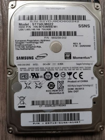 Лот: 16539186. Фото: 1. Жесткий диск HDD Samsung ST750LM022... Жёсткие диски