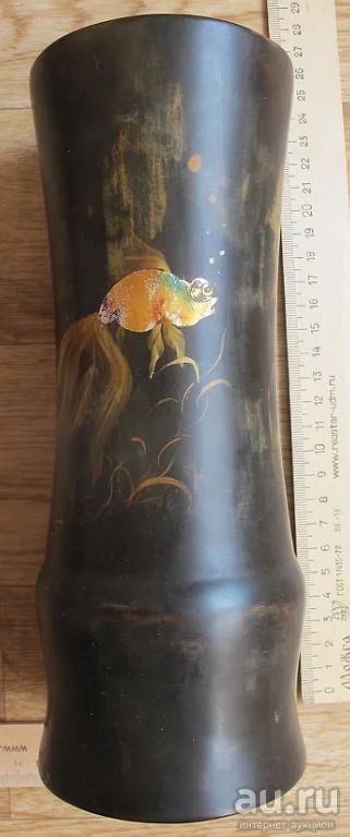 Лот: 14409476. Фото: 1. деревянная ваза с рыбками, ручная... Предметы интерьера и быта