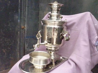 Лот: 6442557. Фото: 1. Угольный самовар никелированный. Другое (посуда, кухонная утварь)