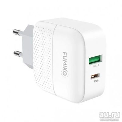 Лот: 18387210. Фото: 1. Адаптер 220V->Type-C PD18W + USB... Зарядные устройства, блоки питания, адаптеры сетевые для смартфонов