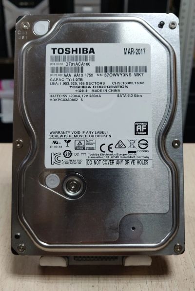 Лот: 21092110. Фото: 1. HDD 1Тб/Toshiba/3,5''/7200об/мин... Жёсткие диски (HDD)