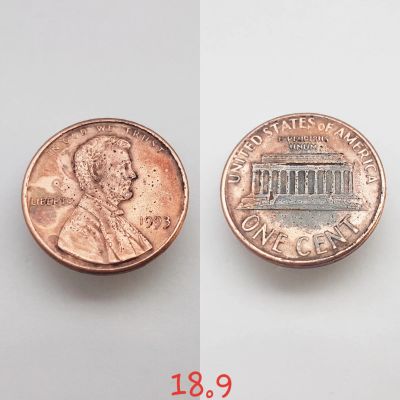 Лот: 15638634. Фото: 1. монета США 1 цент, 1993г. Lincoln... Америка