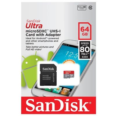 Лот: 12065055. Фото: 1. Карта памяти MicroSD 64 Gb Sandisk... Карты памяти