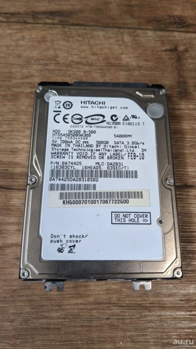 Лот: 17683792. Фото: 1. Жесткий диск Hitachi Travelstar... Жёсткие диски (HDD)