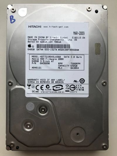 Лот: 16453062. Фото: 1. Неисправный SATA-II 640Gb Hitachi... Жёсткие диски (HDD)