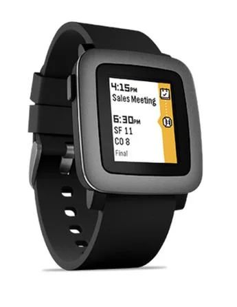 Лот: 5767585. Фото: 1. Умные часы Pebble Time (Black... Смарт-часы, фитнес-браслеты, аксессуары