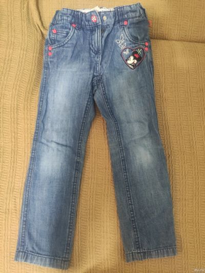 Лот: 18299727. Фото: 1. Джинсы для девочки Дисней + подтяжки... Брюки, шорты, джинсы