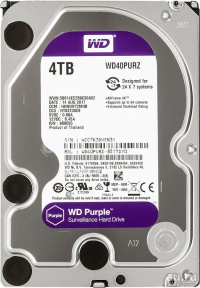 Лот: 13717300. Фото: 1. Жесткий диск WD Purple WD40PURZ... Жёсткие диски (HDD)