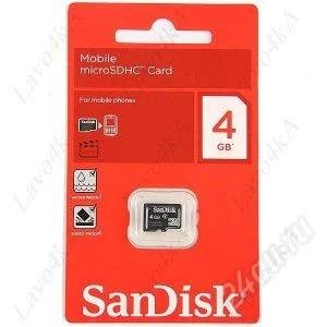 Лот: 2311911. Фото: 1. Карта памяти 4Gb microSD SanDisk... Карты памяти