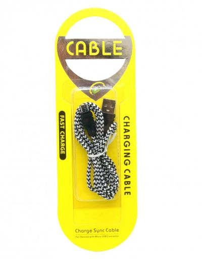 Лот: 16528053. Фото: 1. USB кабель microUSB T02 черно-белый... Дата-кабели, переходники