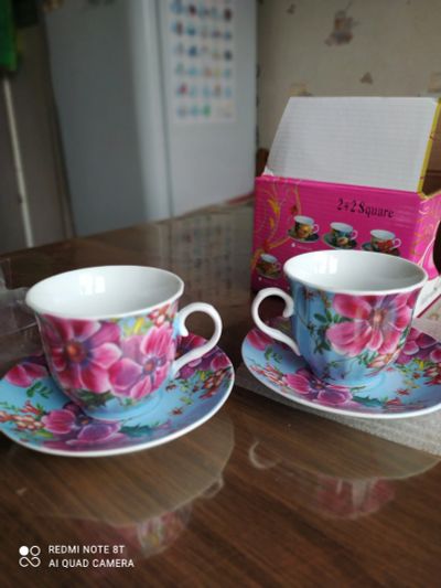 Лот: 18165155. Фото: 1. Подарочный набор: две чайные пары. Сервизы, наборы посуды