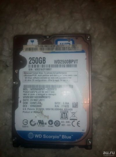 Лот: 13009467. Фото: 1. жесткий диск HHD 250gb. Жёсткие диски (HDD)