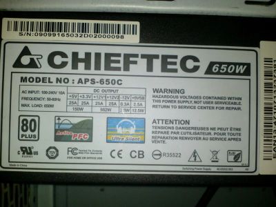 Лот: 4372230. Фото: 1. Блок питания Chieftec на 650 Ватт. Корпуса, блоки питания
