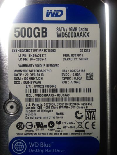 Лот: 15538404. Фото: 1. Western Digital WD Blue 500 GB. Жёсткие диски (HDD)