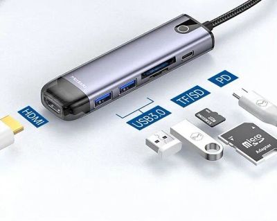 Лот: 20885270. Фото: 1. Type-C HUB McDodo HU-7740 USB3... Карты памяти