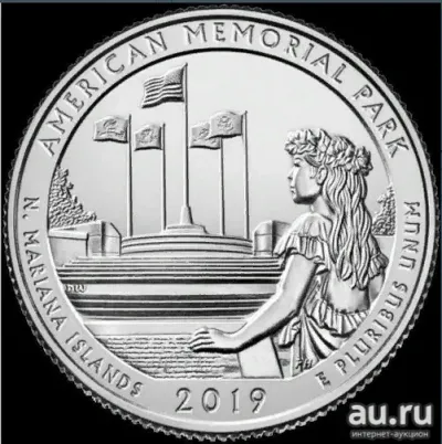 Лот: 20185992. Фото: 1. США 25 центов 2019 года. 47 монета... Америка