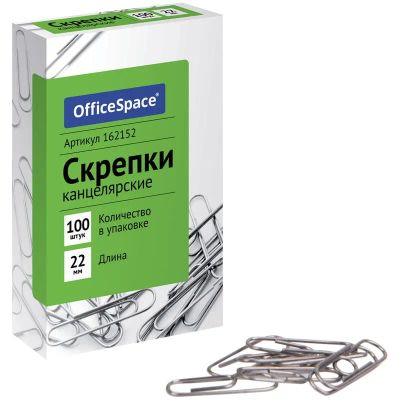 Лот: 20035455. Фото: 1. Скрепки 22мм. OfficeSpace 100шт... Другое (канцелярские и офисные товары)