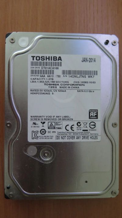 Лот: 25674985. Фото: 1. Жесткий диск Toshiba DT01ACA100... Жёсткие диски (HDD)
